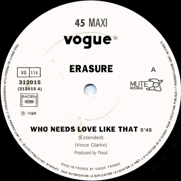 Erasure -Who Needs Love Like That