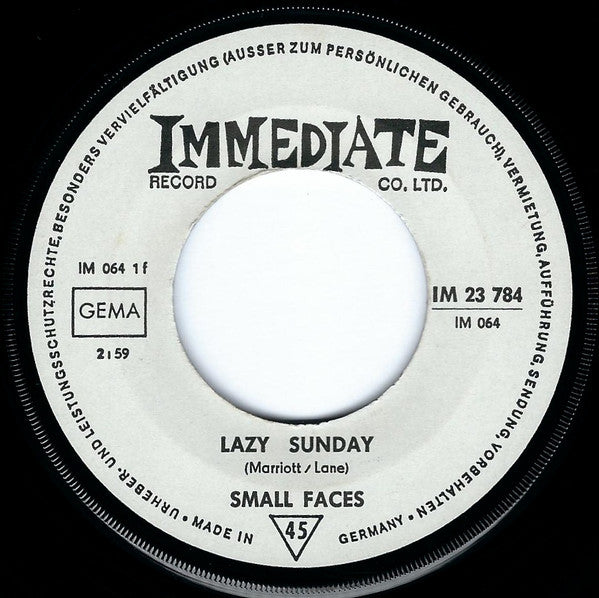 Small Faces -Lazy Sunday b/w Rollin' Over