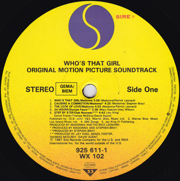 Madonna -Who's That Girl (Original Motion Picture Soundtrack)