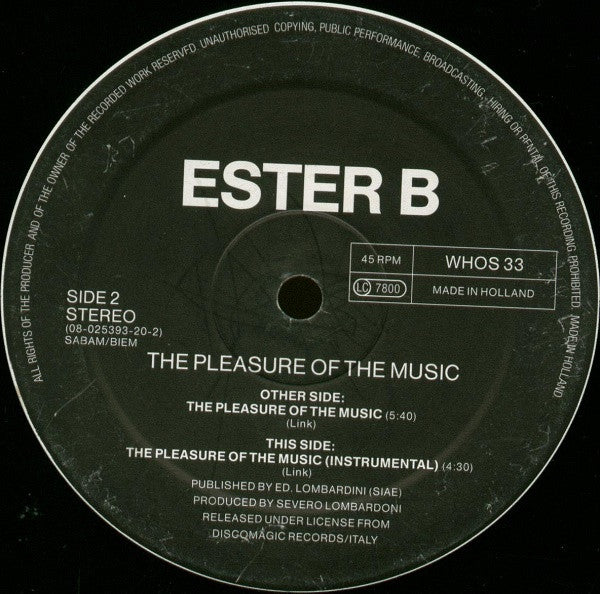 Ester B -The Pleasure Of The Music