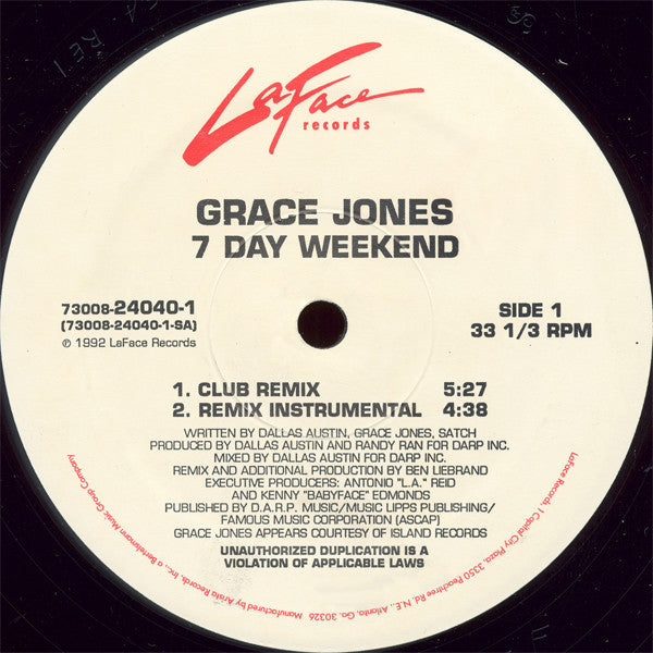 Grace Jones -7 Day Weekend