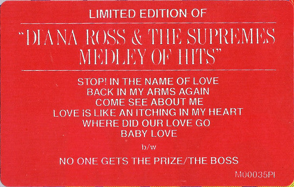 Diana Ross & The Supremes* -Medley Of Hits / No One Gets The Prize / The Boss