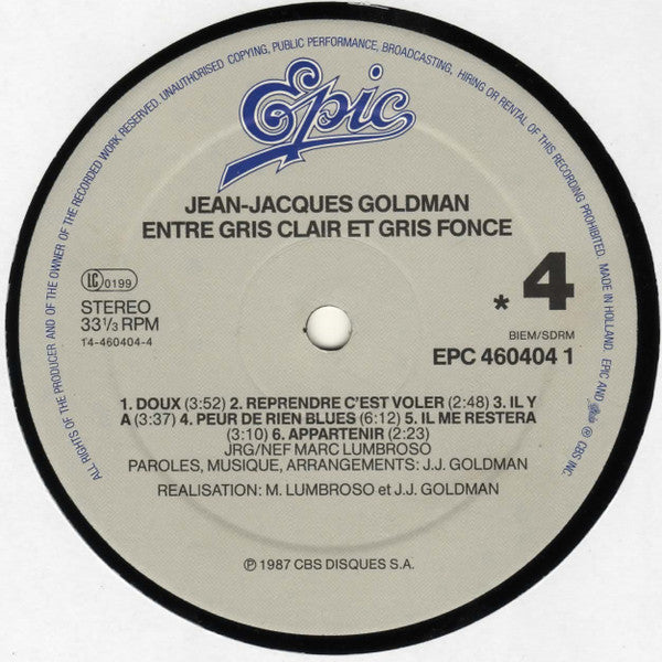 Jean-Jacques Goldman - Entre Gris Clair Et Gris Foncé