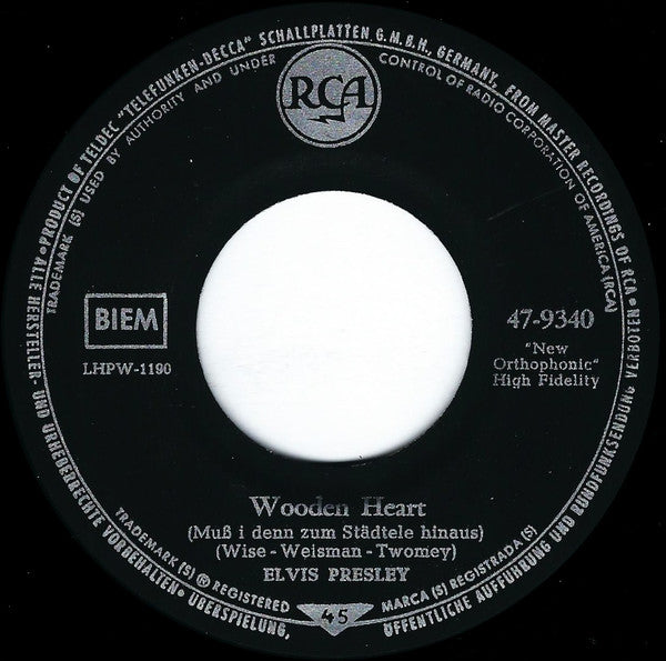 Elvis Presley -Muß I Denn, Muß I Denn (Wooden Heart) / G'schichten Aus Dem Wiener Wald (Tonight's All Right For Love)