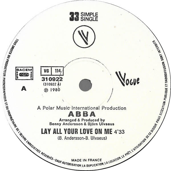 ABBA -Lay All Your Love On Me