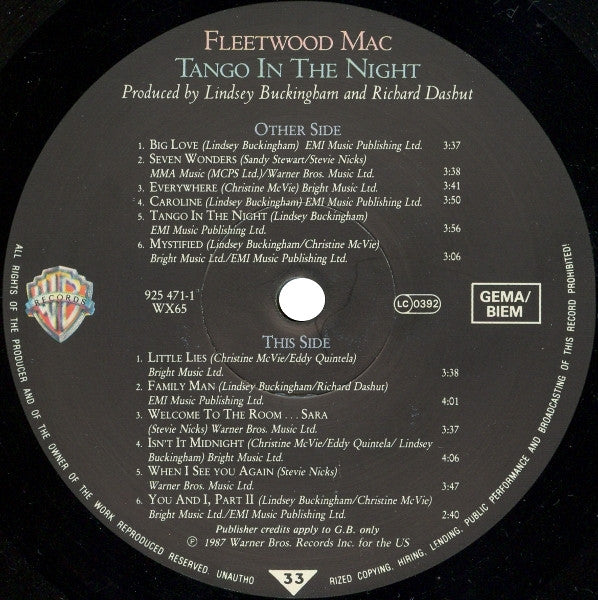 Fleetwood Mac -Tango In The Night