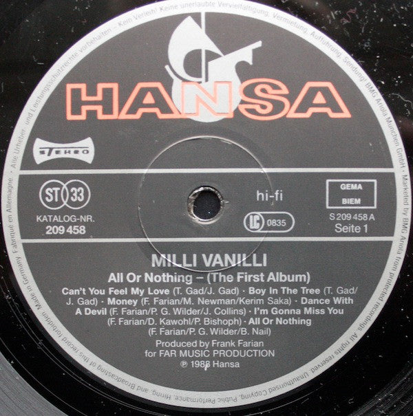 Milli Vanilli -All Or Nothing (The First Album)
