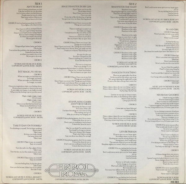 Errol Ross -Take It Easy On Yourself