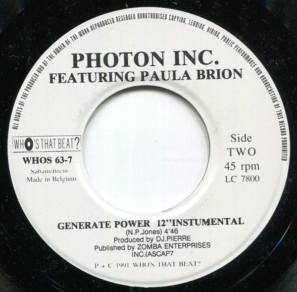 Photon Inc. Featuring Paula Brion -Generate Power