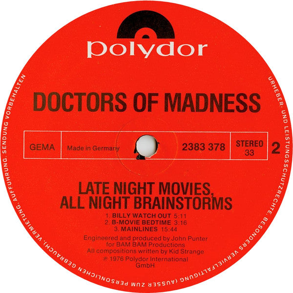 Doctors Of Madness -Late Night Movies, All Night Brainstorms