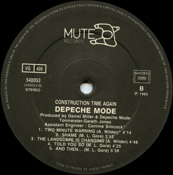Depeche Mode -Construction Time Again