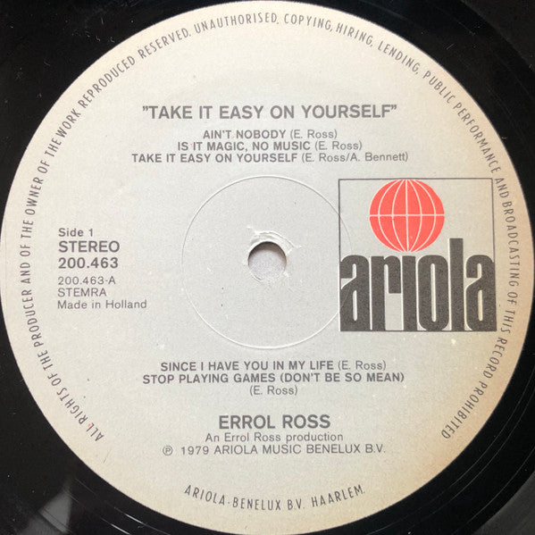 Errol Ross -Take It Easy On Yourself