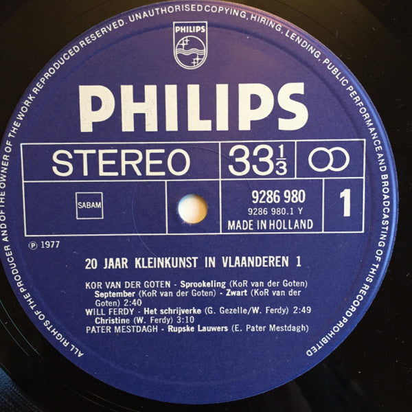 Various -20 Jaar Kleinkunst In Vlaanderen