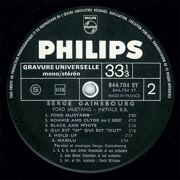 Serge Gainsbourg -Initials B.B.
