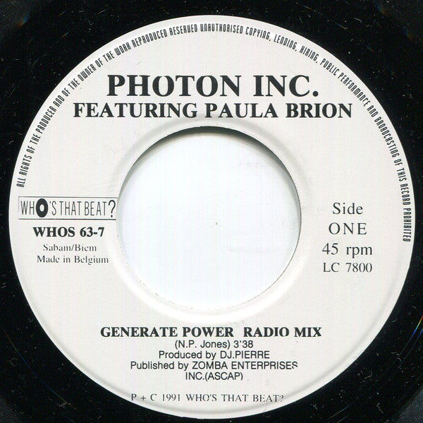 Photon Inc. Featuring Paula Brion -Generate Power