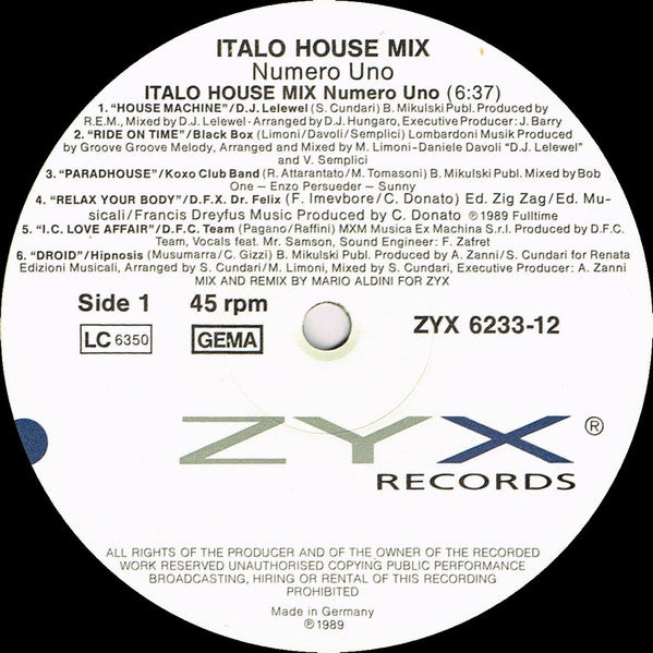 Various - Italo House Mix Numero Uno
