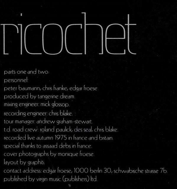 Tangerine Dream -Ricochet