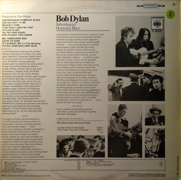 Bob Dylan -Subterranean Homesick Blues