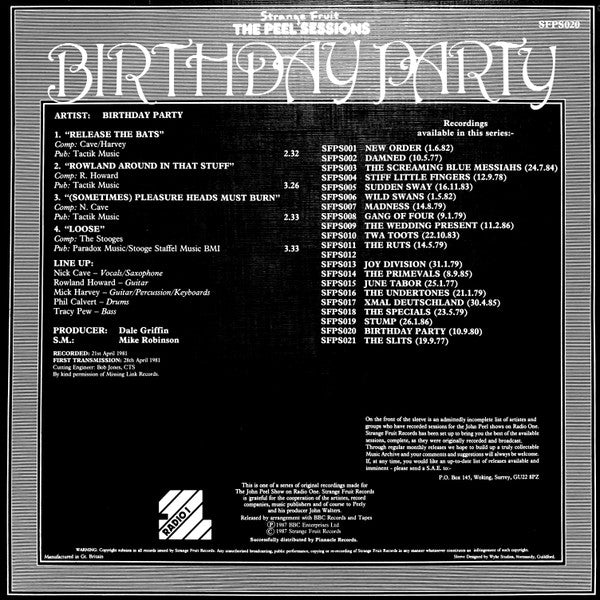 Birthday Party* -The Peel Session (21st April 1981)