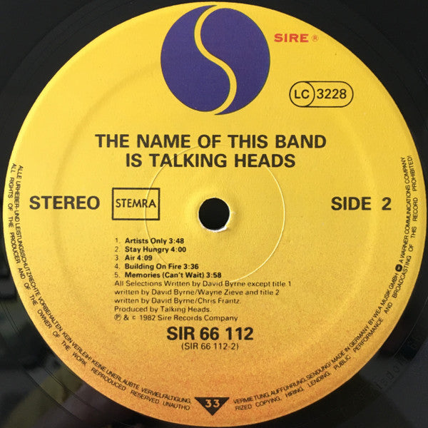 Talking Heads -The Name Of This Band Is Talking Heads