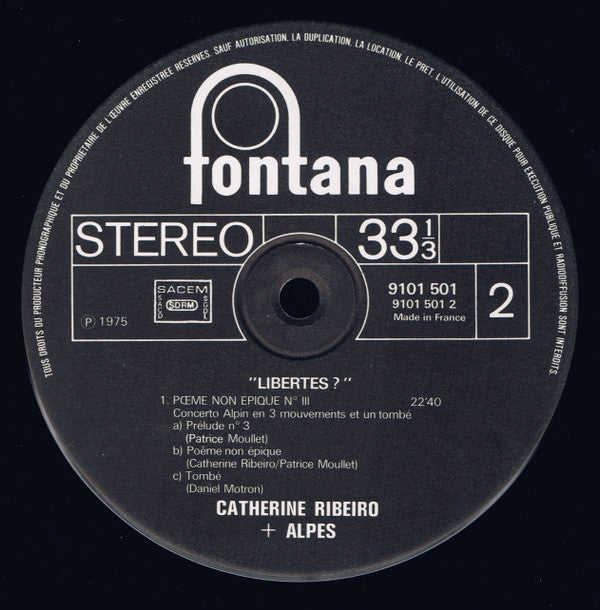 Catherine Ribeiro + Alpes -(Libertés ?)