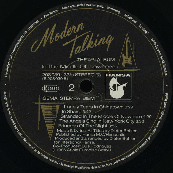 Modern Talking -In The Middle Of Nowhere - The 4th Album