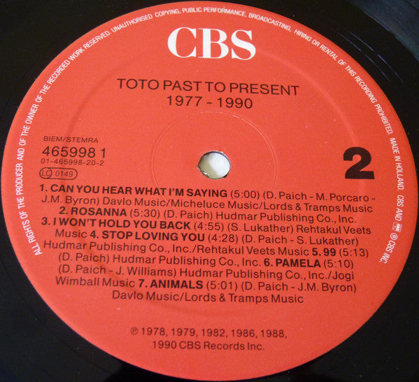 Toto -Past To Present 1977 - 1990