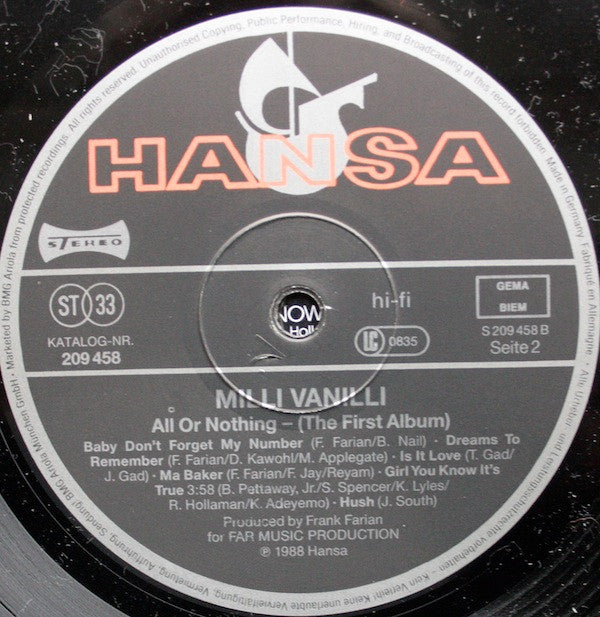 Milli Vanilli -All Or Nothing (The First Album)