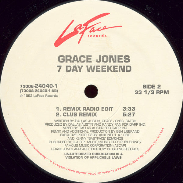 Grace Jones -7 Day Weekend