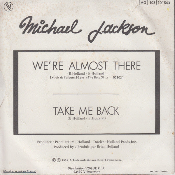 Michael Jackson -We're Almost There / Take Me Back