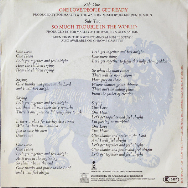 Bob Marley And The Wailers* - One Love/People Get Ready