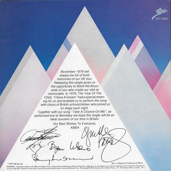 ABBA - I Have A Dream b/w Take A Chance On Me (Recorded Live At Wembley)