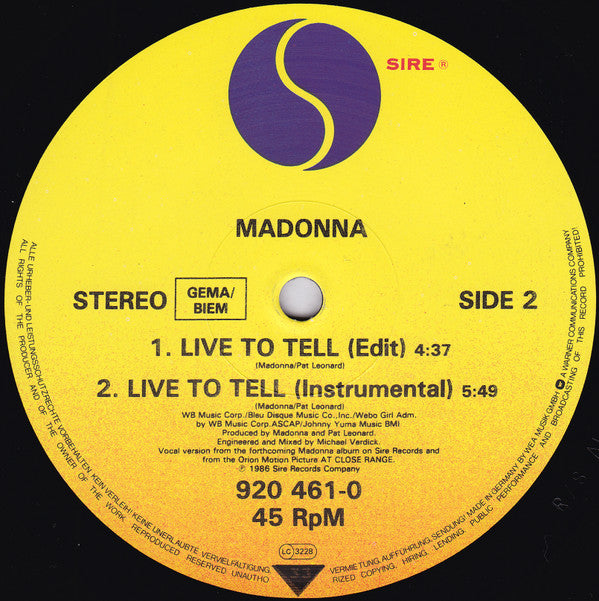 Madonna -Live To Tell