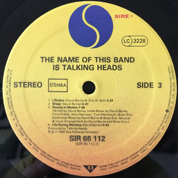 Talking Heads -The Name Of This Band Is Talking Heads