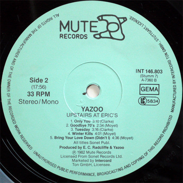 Yazoo -Upstairs At Eric's