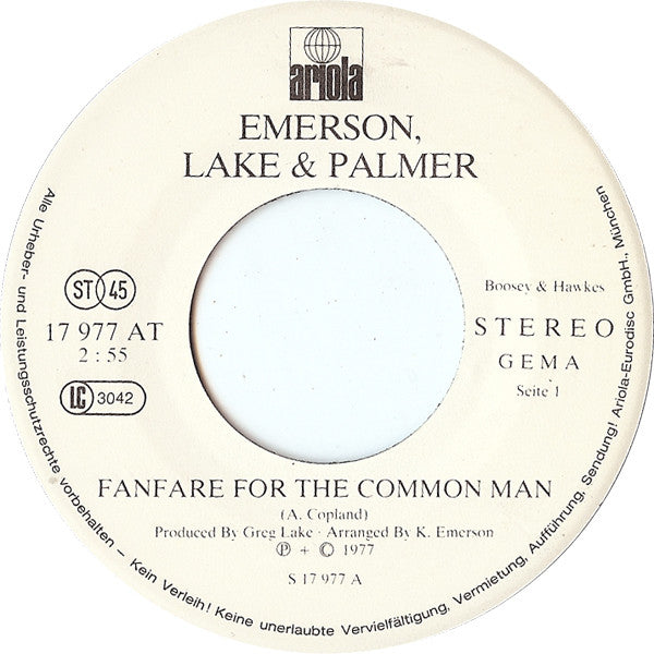 Emerson, Lake & Palmer -Fanfare For The Common Man / Brain Salad Surgery