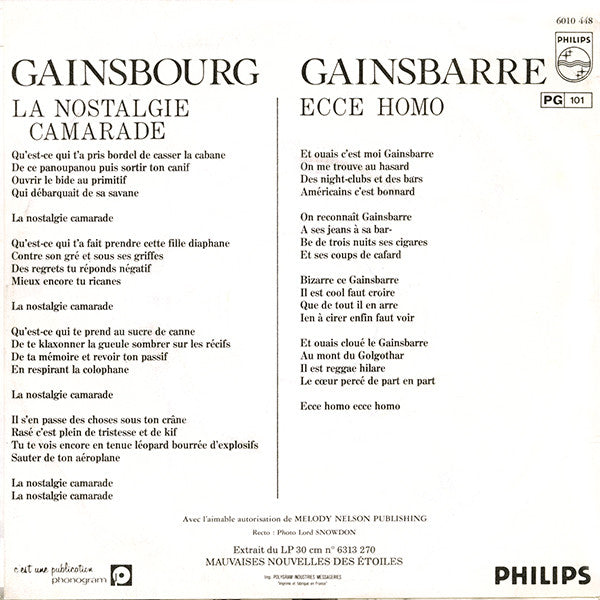 Gainsbourg* - Ecce Homo