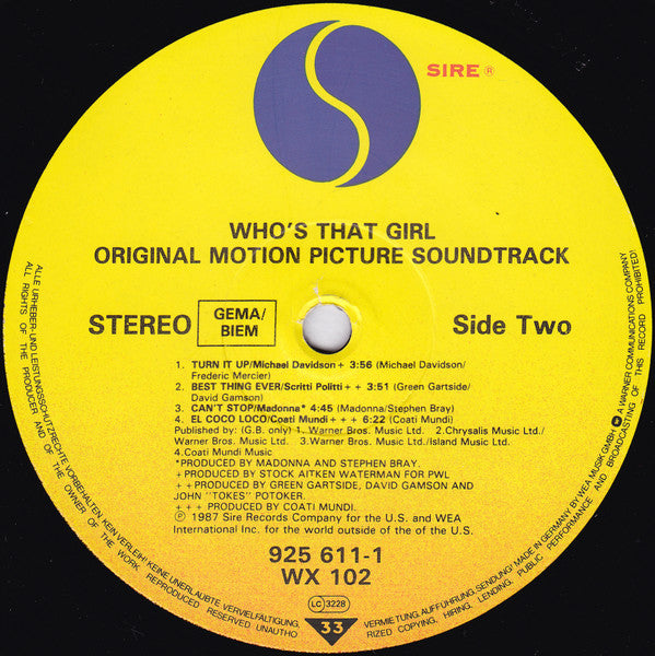 Madonna -Who's That Girl (Original Motion Picture Soundtrack)