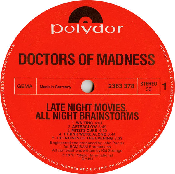 Doctors Of Madness -Late Night Movies, All Night Brainstorms