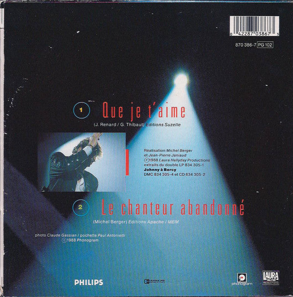 Johnny Hallyday - Que Je T'aime