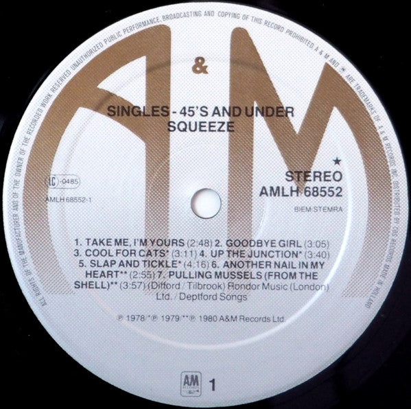 Squeeze (2) -Singles - 45's And Under