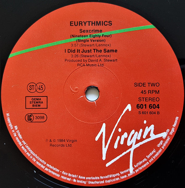Eurythmics -Sexcrime (Nineteen Eighty · Four)