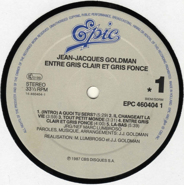 Jean-Jacques Goldman - Entre Gris Clair Et Gris Foncé