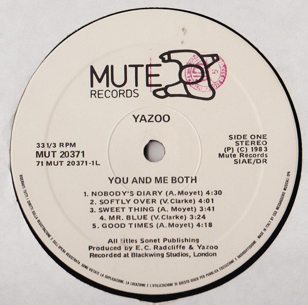 Yazoo -You And Me Both