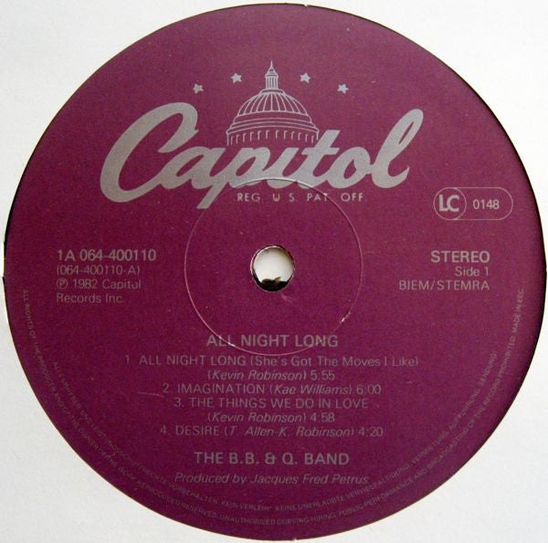 The B.B. & Q. Band* -All Night Long