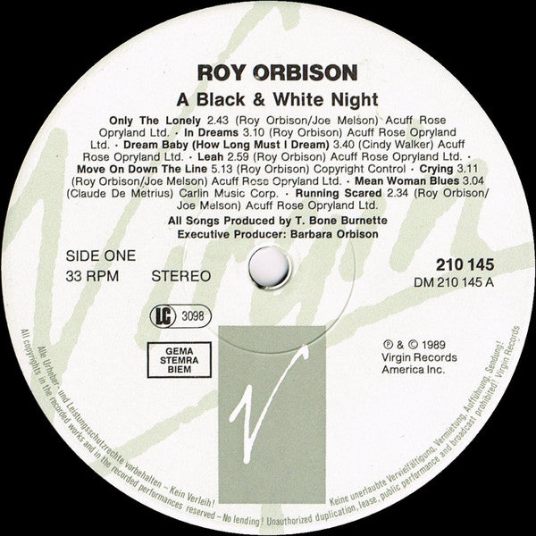Roy Orbison -Roy Orbison And Friends - A Black And White Night Live