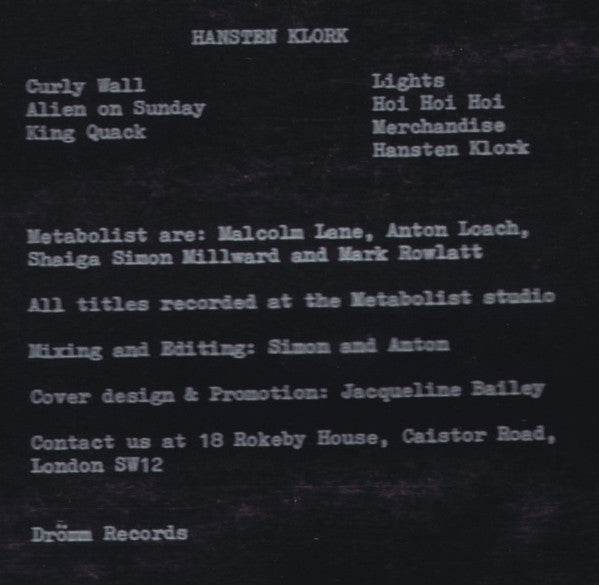 Metabolist -Hansten Klork