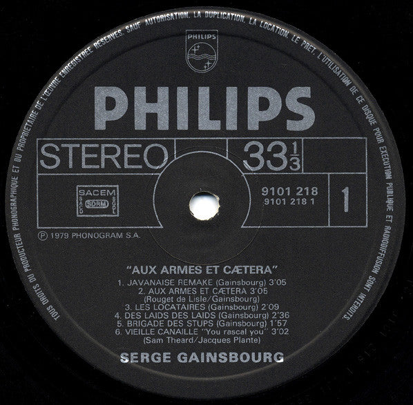 Gainsbourg* -Aux Armes Et Cætera