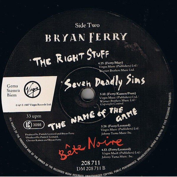 Bryan Ferry -Bête Noire
