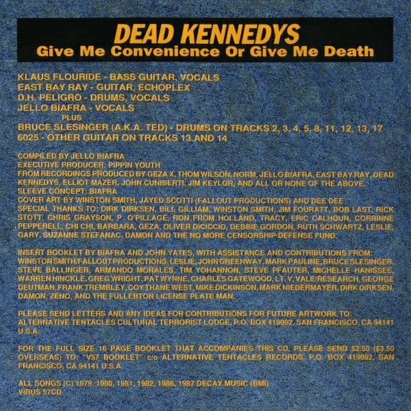 Dead Kennedys -Give Me Convenience Or Give Me Death